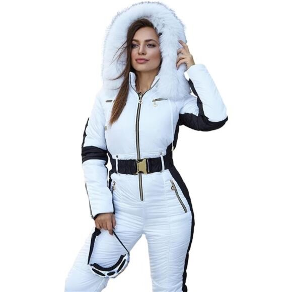 Womens Winter Onesie Ski Jumpsuits Outdoor Sports Waterproof Snowsuit - Picture 3 of 7